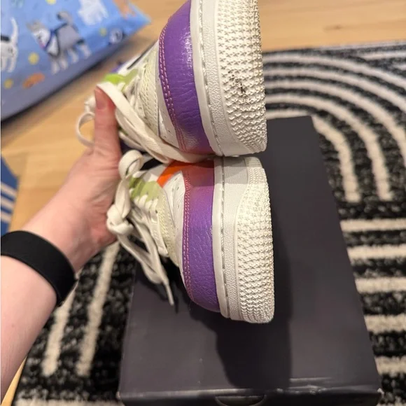 Nike Air Force 1s Low-Top Sneakers with Orange, Purple, Green & Black Accents - Picture 5 of 6